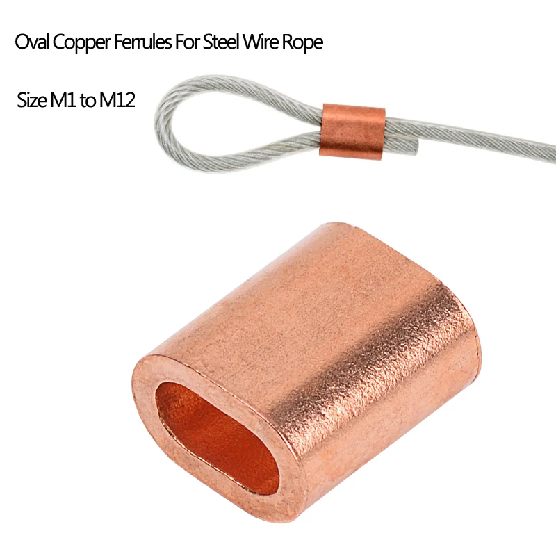 Accesorios de bucle de prensado de casquillos de cobre ovalados, Cable de acero para Cable de Clip de fijación, abrazadera tamaño M1 a M12| | - AliExpress