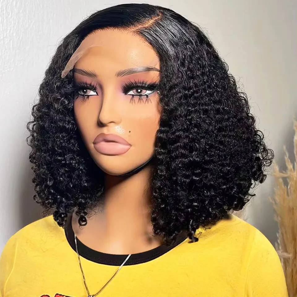 HD Transparent Lace Short Bob Wig Deep Wave 13x4 Lace Front Human Hair Wigs Loose Curly Wavy 4x4 Closure Wigs For Women