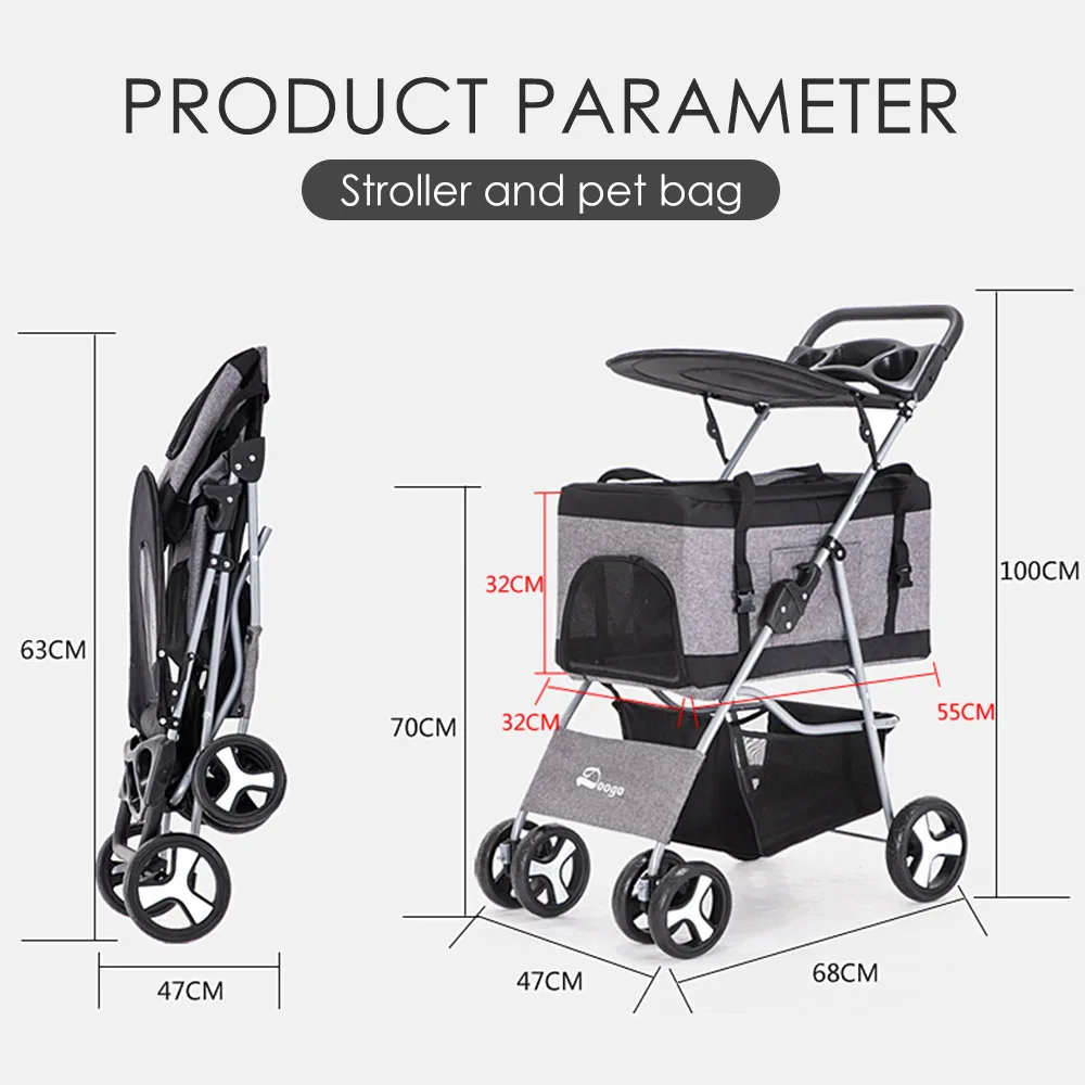 cão de estimação carrinho de criança gatos carrinho de bebê destacável de um ombro bolsa portátil respirável cão gato trole pet transportadora saco