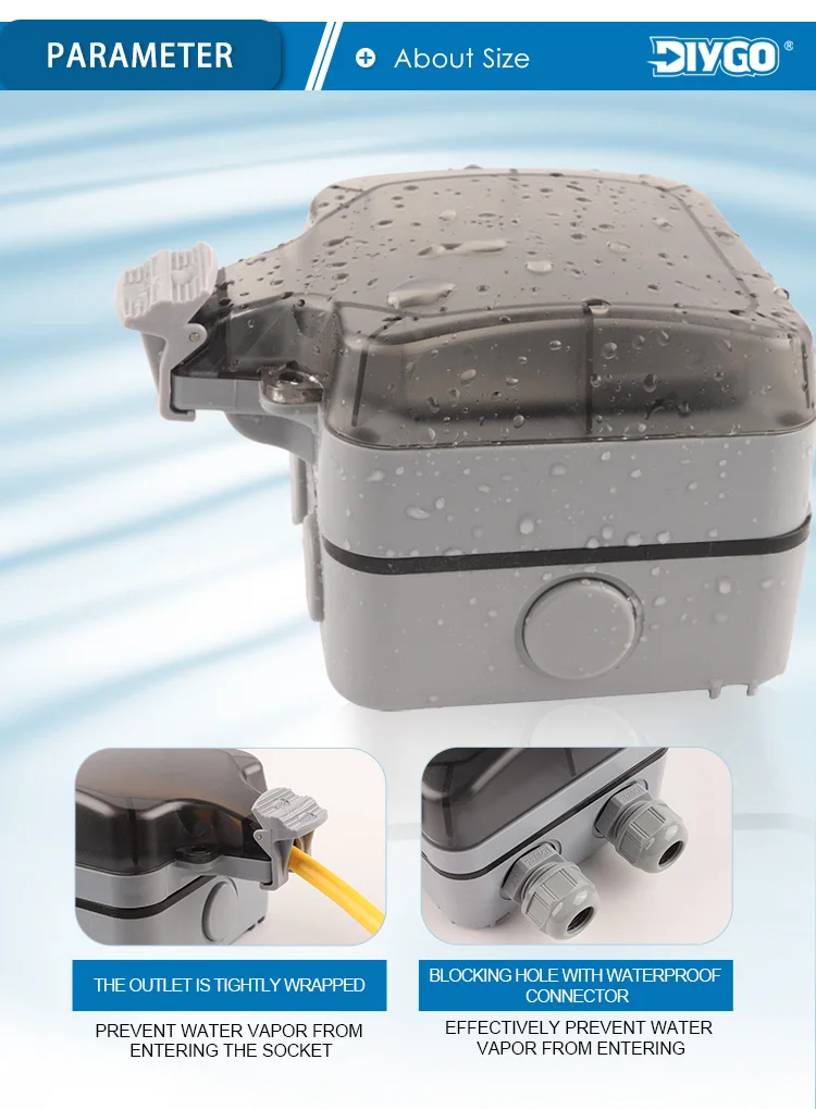 IP66 EU Deutschland Standard Wasserdichte Outdoor Steckdose Steckdose Mit Schalter USB Steckdose Für Haus Garten werkstatt 16A 250V – Detail 11