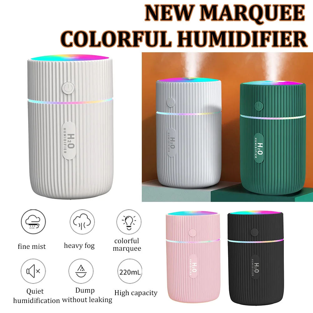 Mini Car Air Humidifier Portable Air Freshener with LED Night Light 2 Modes USB Power Oil Diffuser for Car Interior Accessories