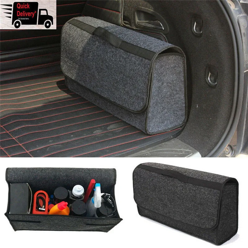 Car Storage Travel Bag Soft Wool Felt Trunk Organizer Storage Box Multi-Pocket Organizer Bag