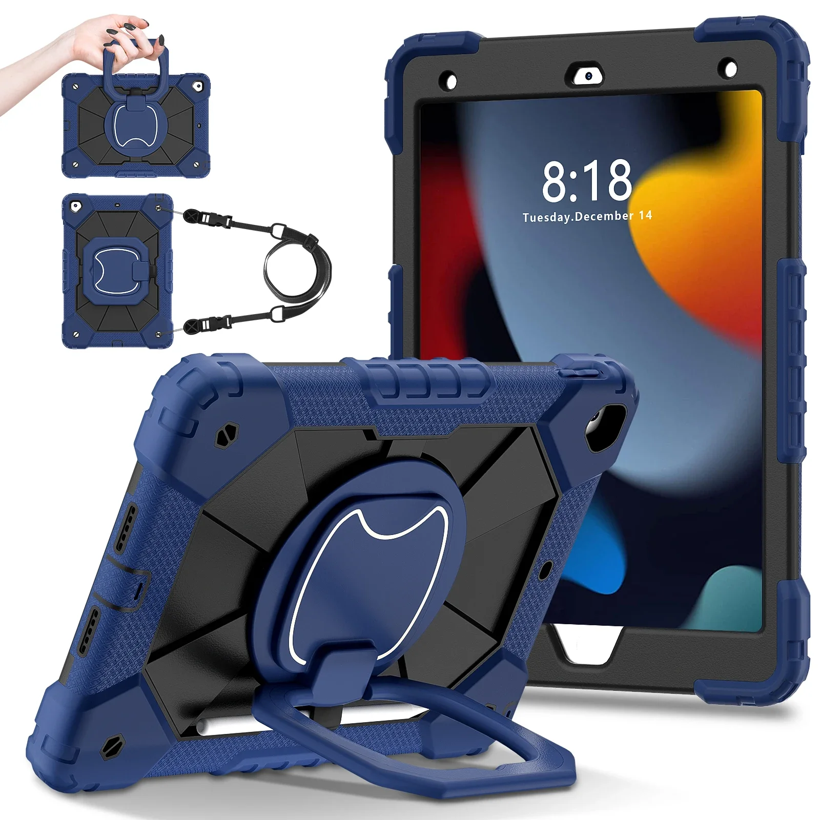 Heavy Duty Shock-Resistant Rotating Stand Tablet Case Cover