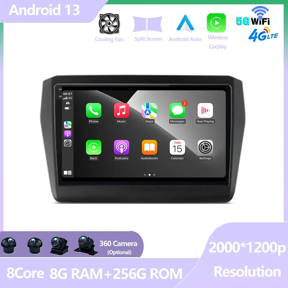 

9 дюймов для Suzuki Swift 2016-2020 Android 13 мультимедийный радиоплеер GPS-Навигационный экран Φ Wifi DSP автомобильный BT Carplay Стерео FM
