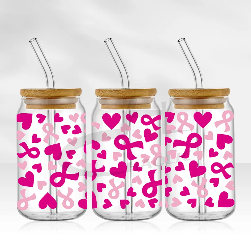 Black Hearts UV DTF Cup Wrap for 16 Oz Glass Cans Ready to -  in 2023