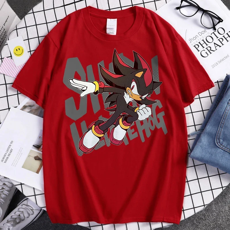 سونيكس الكبار موضة القطن تي شيرت قصير الأكمام المح...