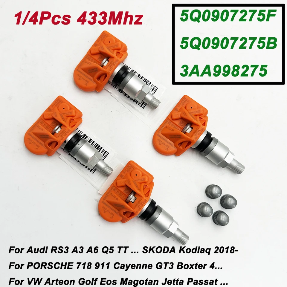 TPMS 타이어 센서, 아우디 RS3 스코다 코디아크 P-ORSCHE 718 VW 아테온 골프 Eos 마고탄 제타 5Q0907275F 5Q0907275B 3AA998275 용, 1/4 개 TPMS 타이어 센서, 아우디 RS3 스코다 코디아크 P-ORSCHE 718 VW 아테온 골프 Eos 마고탄 제타 5Q0907275F 5Q0907275B 3AA998275 용, 1/4 개