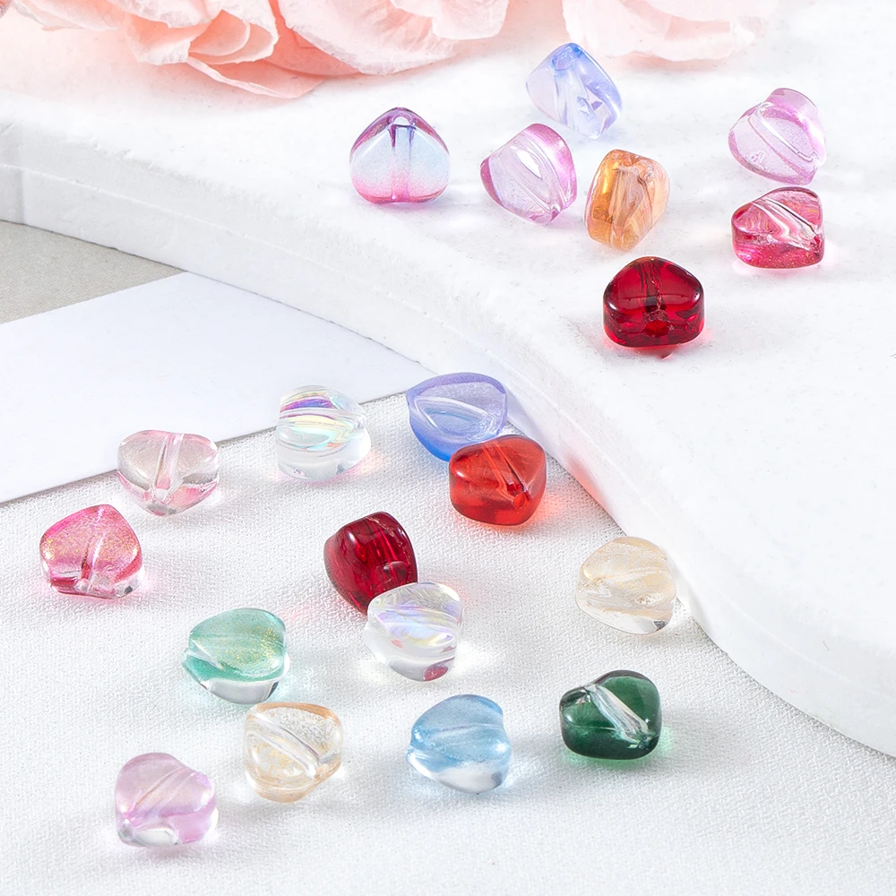 20pcs AB Color Heart Beads 6mm Red Czech Glass Loose Spacer Beads DIY Earrings Necklace Jewelry Making Hairpin Accessories