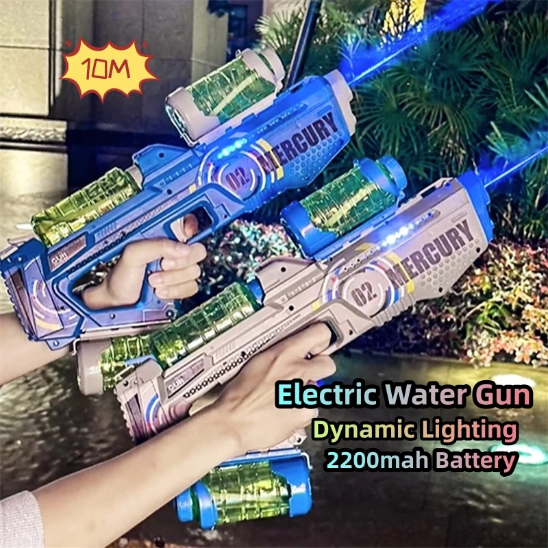 Summer Fully Automatic Electric Water Gun with Light Rechargeable