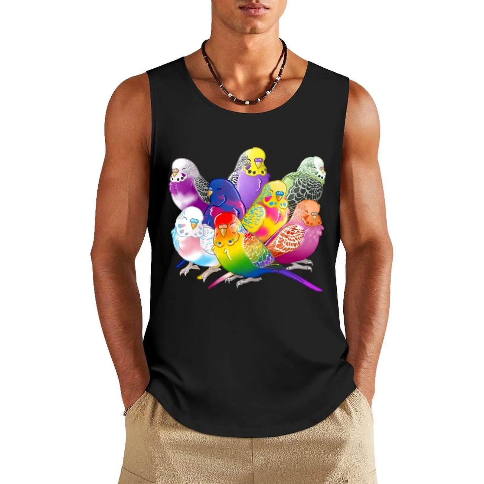 Pride Budgie Group Tank Top t shirts Man clothes for gym