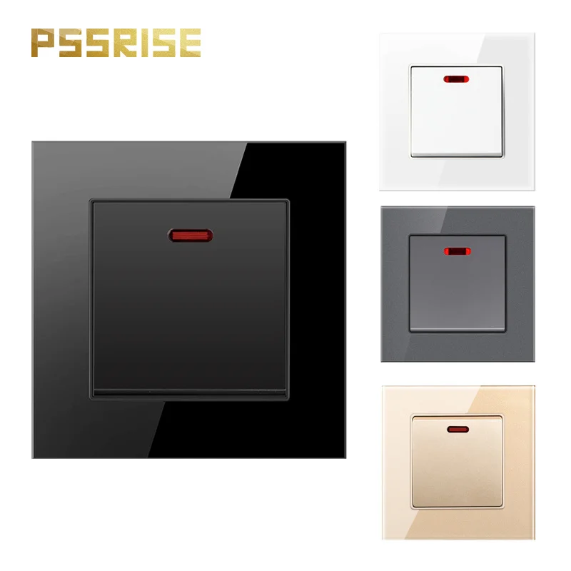 PSSRISE 86 ЕС Великобритания 20A 45A высокомощный настенный выключатель панель из закаленного стекла ВКЛ./ВЫКЛ. Кулисный выключатель для водонагревателя освещения кондиционера