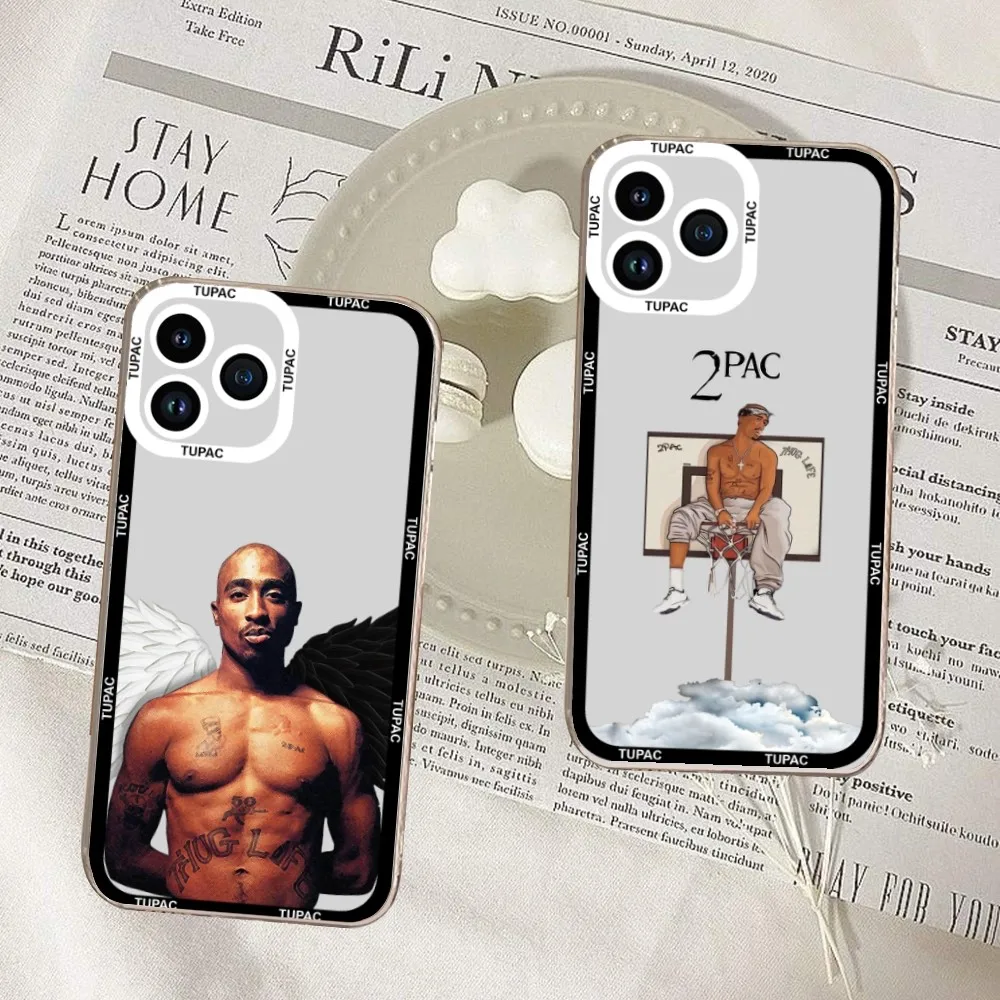 Custodia Per Telefono Rapper 2Pac Singer Tupac Per Iphone 11 12 Mini 13 14 15 Pro Max Custodia Trasparente