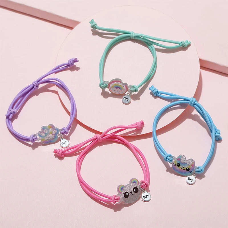 5Pack Cartoon Unicorn Donut Rainbow Charm Elastic Candy Color Rope