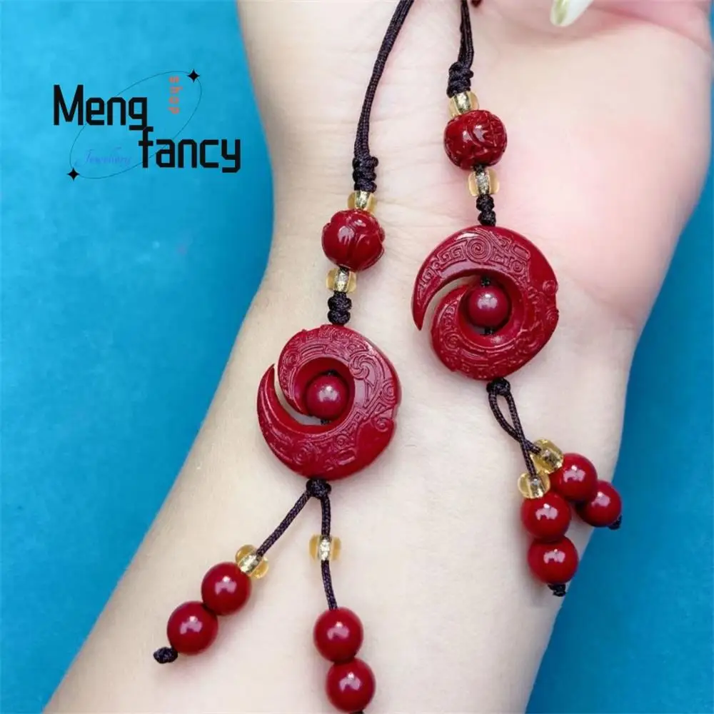 천연 주홍색 타임 이즈 라이트 모바일 폰 체인 키링 참 패션 부적 마스코트 남녀..