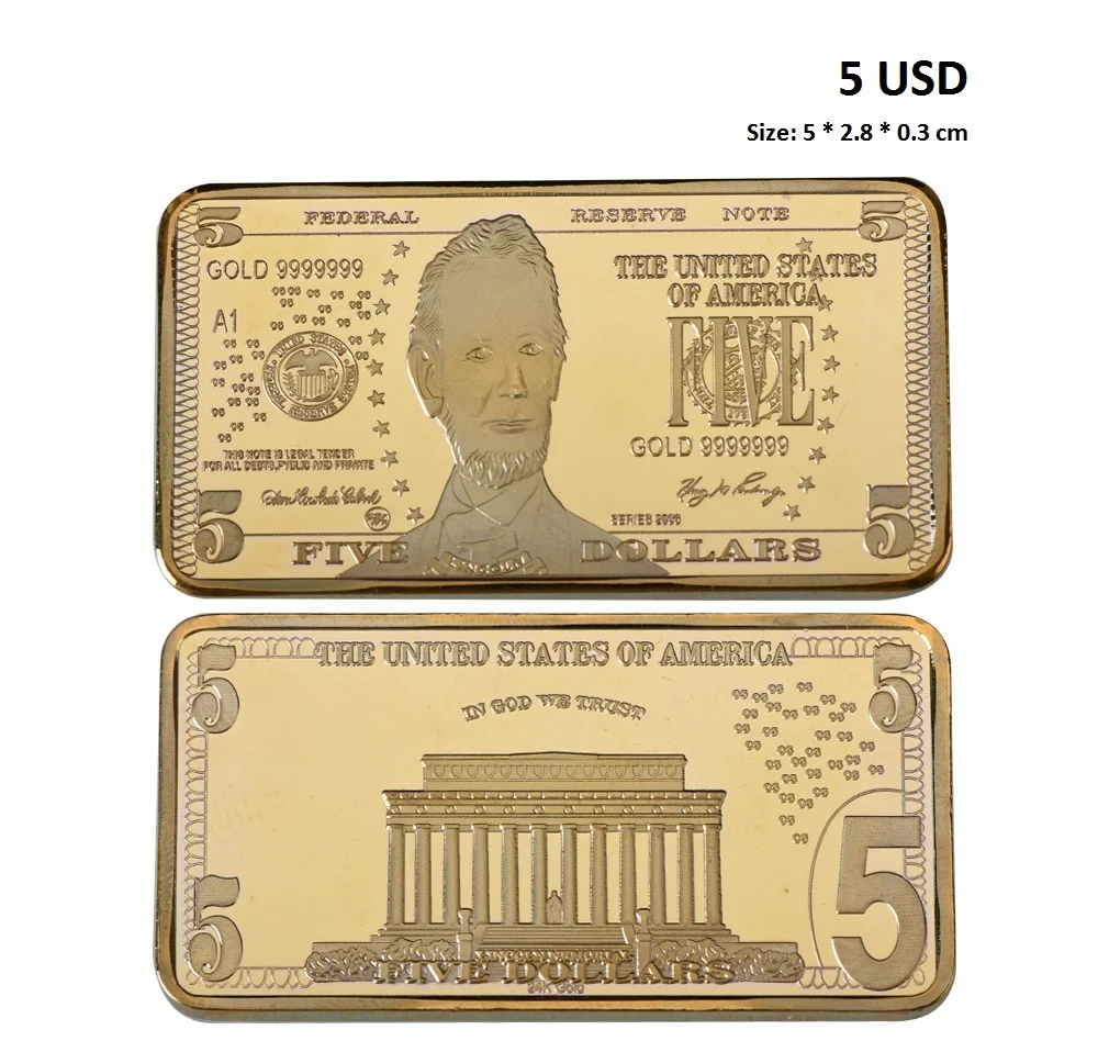 24K 골드 실버 도금 바 코인, 미국 달러 돈 디자인, 금속 기념품, 골드 클래드 금괴 세트, 남성용 소장 비즈니스 선물 -  AliExpress