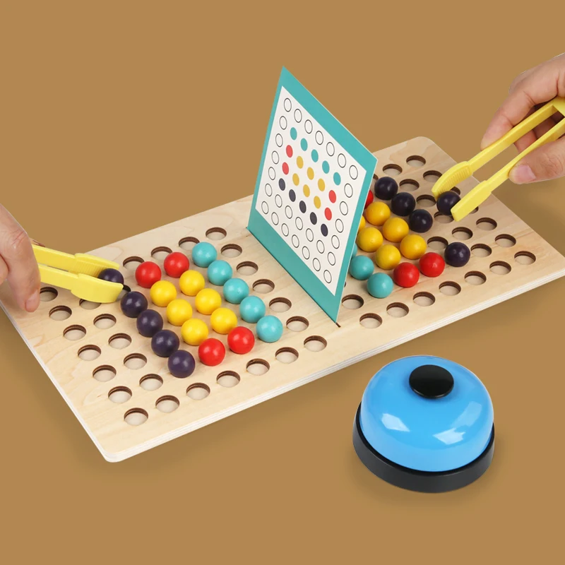 

Wooden Peg Board Bead Game Matching Sorter Game Fine Motor Skill Educational Toys 2 Player for Girls and Boys Children Toddlers
