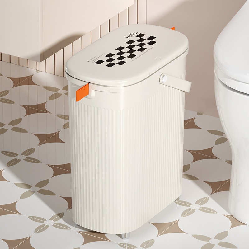 Kitchen Compost Bin with Lid Hanging Waste Bin 10L Stainless Steel Kitchen Waste Bin for Cabinets Under Sink Bathroom Ivory