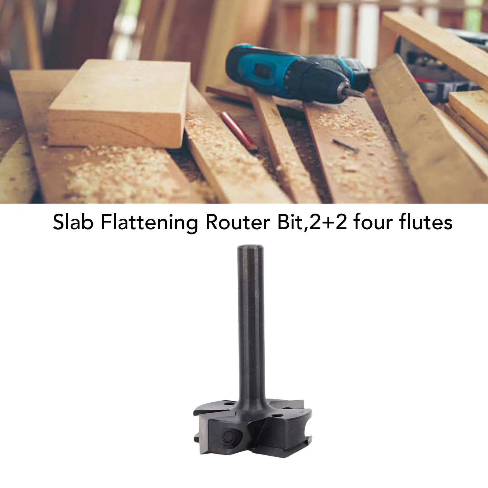 Planing Bit Slab Flattening Router Bit High Strength 5/16in Round Shank Versatile Carbide 4 Flutes for Woodworking Processing