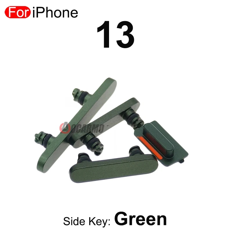 1 세트 사이드 키 전원 볼륨 버튼 iPhone 13 13mini 용 미드나잇 레드 핑크 블루 그린 교체 부품
