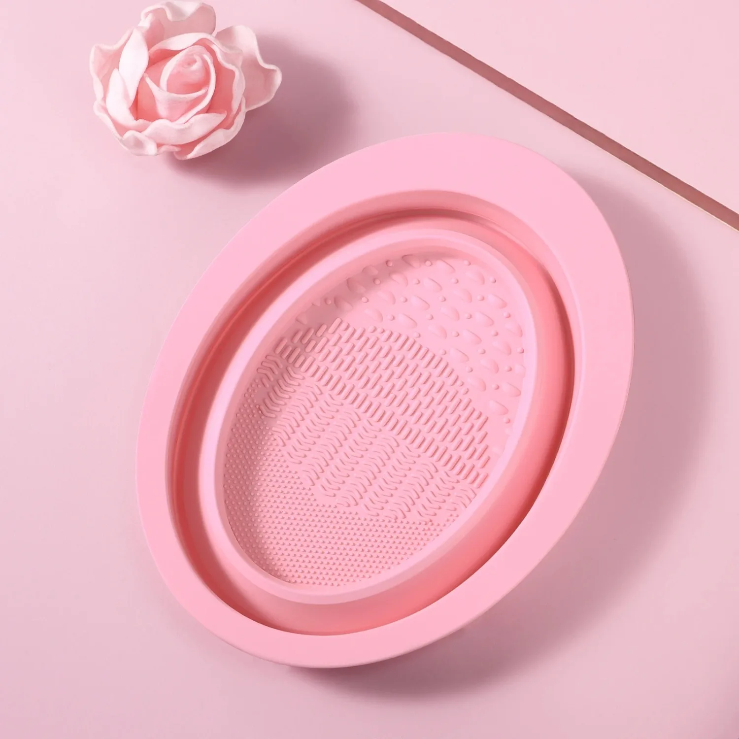 3-Piece Portable Silicone Makeup Brush Cleaning Set with Foldable Bowl
