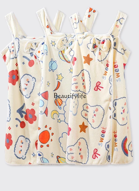 

Women's Bath Skirt Wearable Cotton Absorbent Household Towels Bath Three-Piece Set