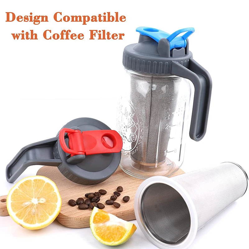 

Mason Jar Lids With Handle Unlined Ribbed Plastic Cup Lid For Regular Mouth Mason Cannings Leakproof Storage Bottle Caps Cover