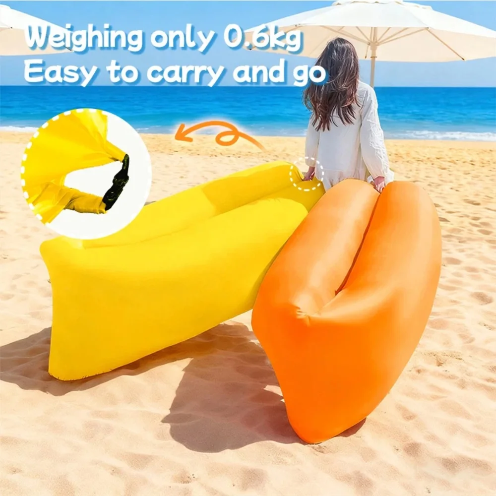 ספת אוויר ניידת עמידה למים מתנפחת מהירה לחוף הים, קמפינג ופיקניק, קלת משקל ועמידה, ספת נוחות עם תיק נשיאה
