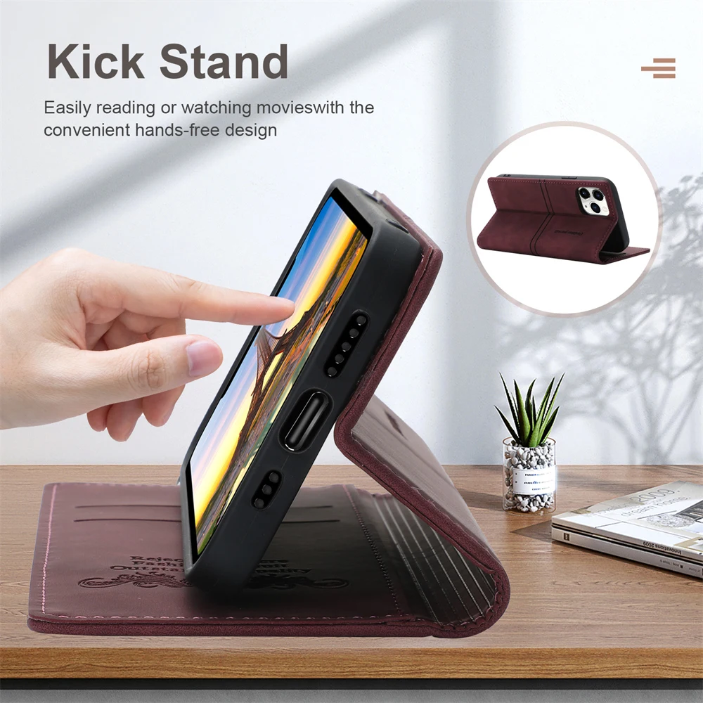 Leather Phone Case Flip Wallet Case for Samsung Galaxy S24 Ultra S23 FE S22 S21 S20 5G S10 S9 S8 Plus Note 20 10 9