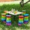 The Latest Portable Fun Casual Round Folding Chair Adjustable Plastic Fishing Stool Rainbow Telescopic Stooltool 2