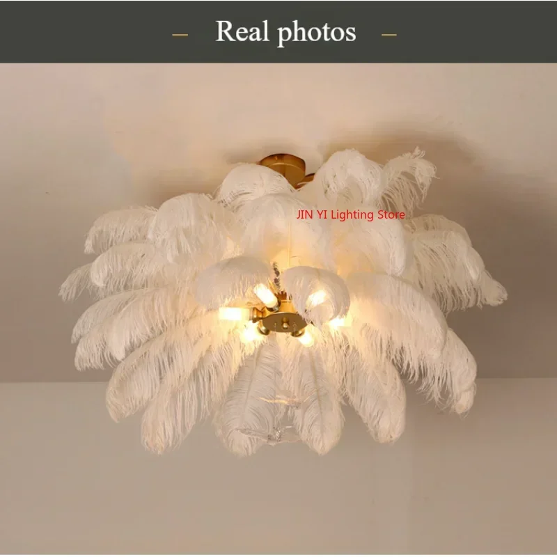 Nordic Feathers Art Living Room Pendent Lamp Bedroom Indoor Hanging Lamp Chandelier Home Decoration Ceiling Lamps