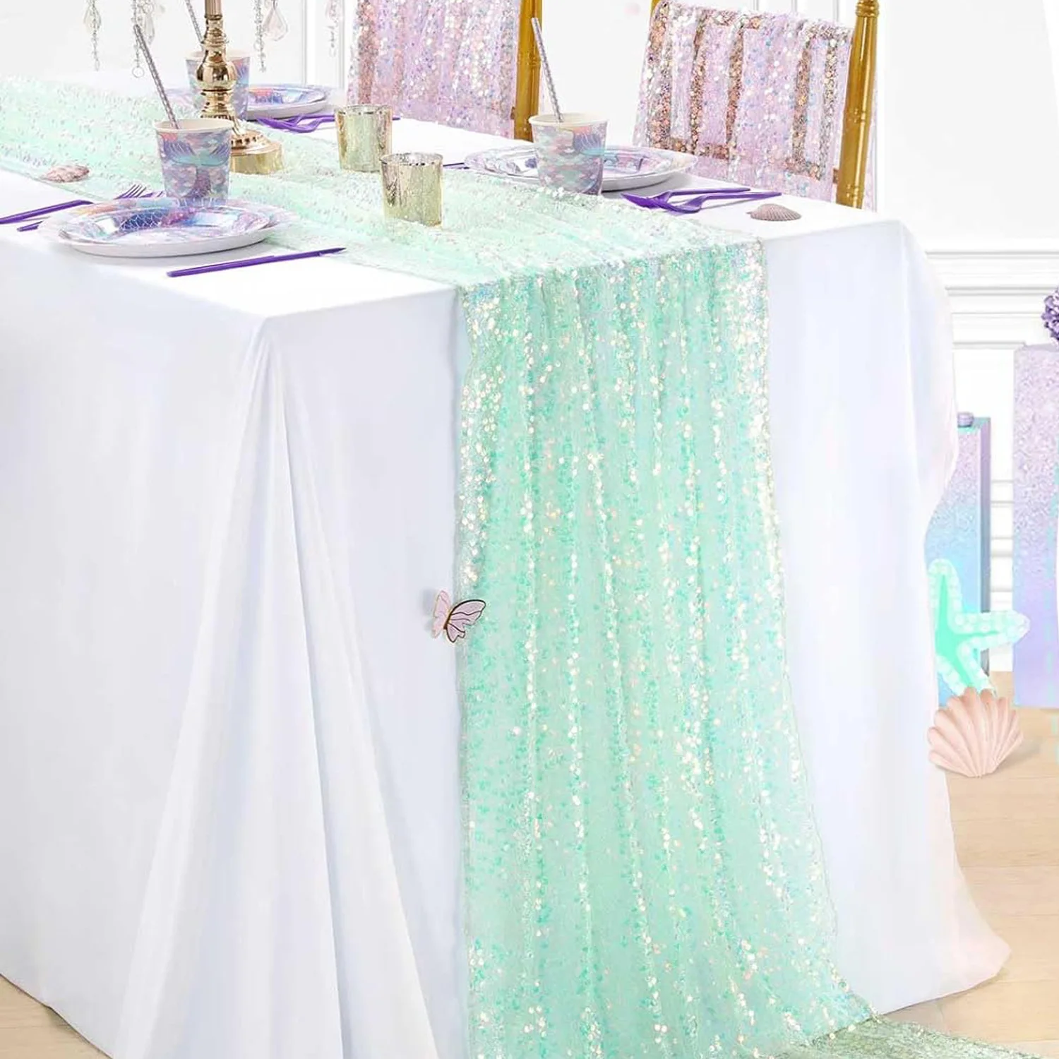Glitter Iridescent Sequin Table Runner