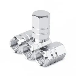 Premium Aluminum Alloy Tire Valve Caps - Dustproof & Waterproof Wheel Accessories (4 - Pack) (Silver - 4pcs)