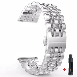 Elegant Stainless Steel Watch Strap - 20mm/22mm - Premium Metal Band - 20mm (Silver)
