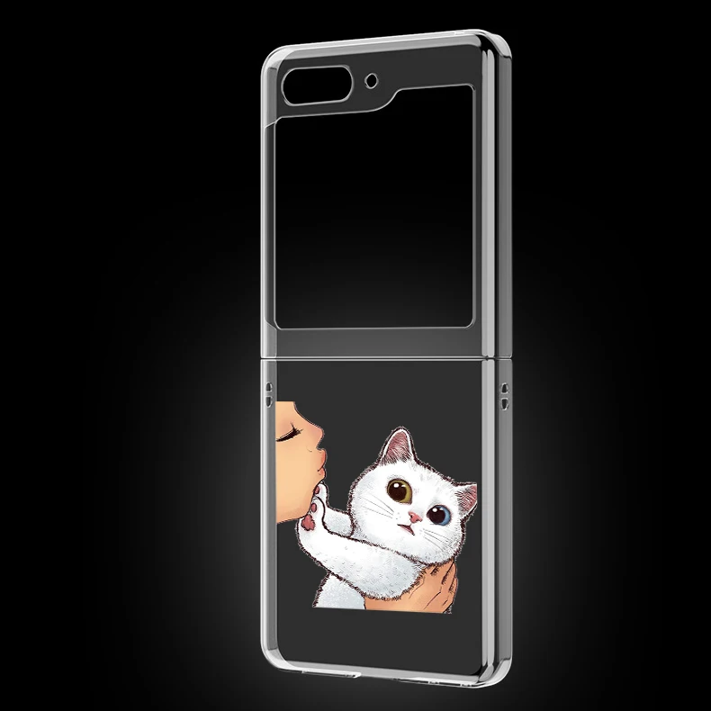 Kuss Katze niedlichen Kätzchen Cartoon harten PC Telefon Fall für Samsung Galaxy Z Flip 5 transparente Abdeckung für Galaxy Z Flip 6 faltbare Shell – Detail 6