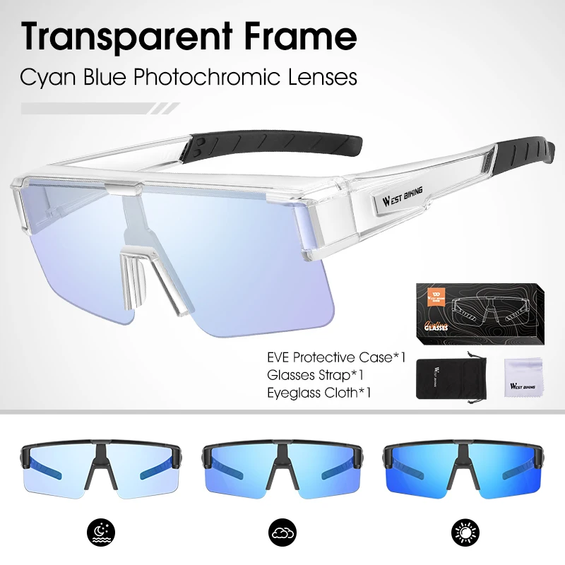 WEST BIKING Photochromic UV 400 Polarized Cycling & Fishing Goggles - Stylish Sport Eyewear