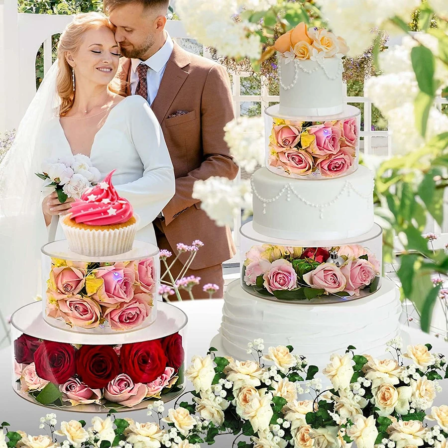 Acryl Kuchen Display Board Runde Quadrat Sechseck Rand Glatter Schaber Tablett DIY Nachfüllbare Bord Basis Ständer Werkzeuge – Detail 1