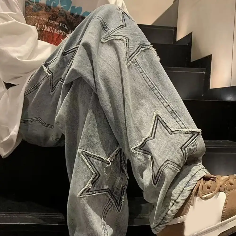 Star-shape Jeans Men's Autumn/winter American Style Trendy Brand Pants Middle School Student Straight-leg Loose-fit Bell Bottoms