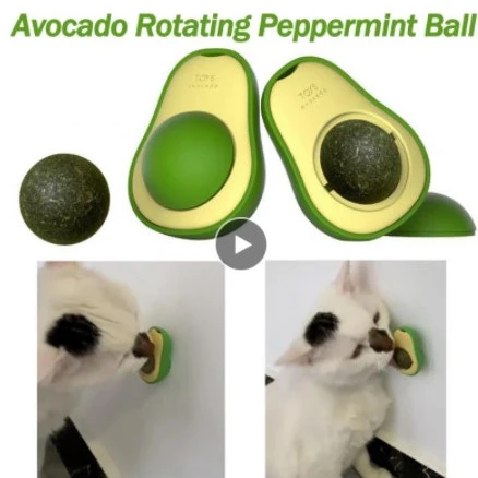 Avocado Cat Catnip Ball Natural Mint Wall Ball Healthy Rotatable Treats Toy Kitten Playing Toy Replace Catnip Candy Cat Supplies