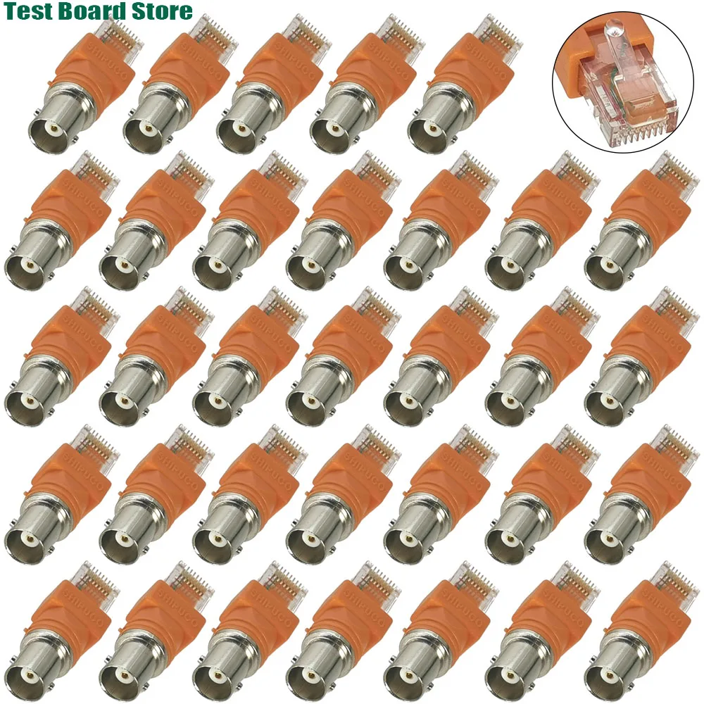 

1Pce orange RJ45 male plug to BNC female socket coaxial sleeve coupler wire terminal RF converter adapter crystal head