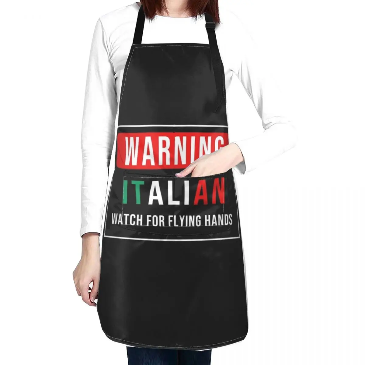 

Warning Italian Watch For Flying Hands - Funny Italian Apron Kitchen Apron For Men Kitchen Household Items Aprons For Cooking