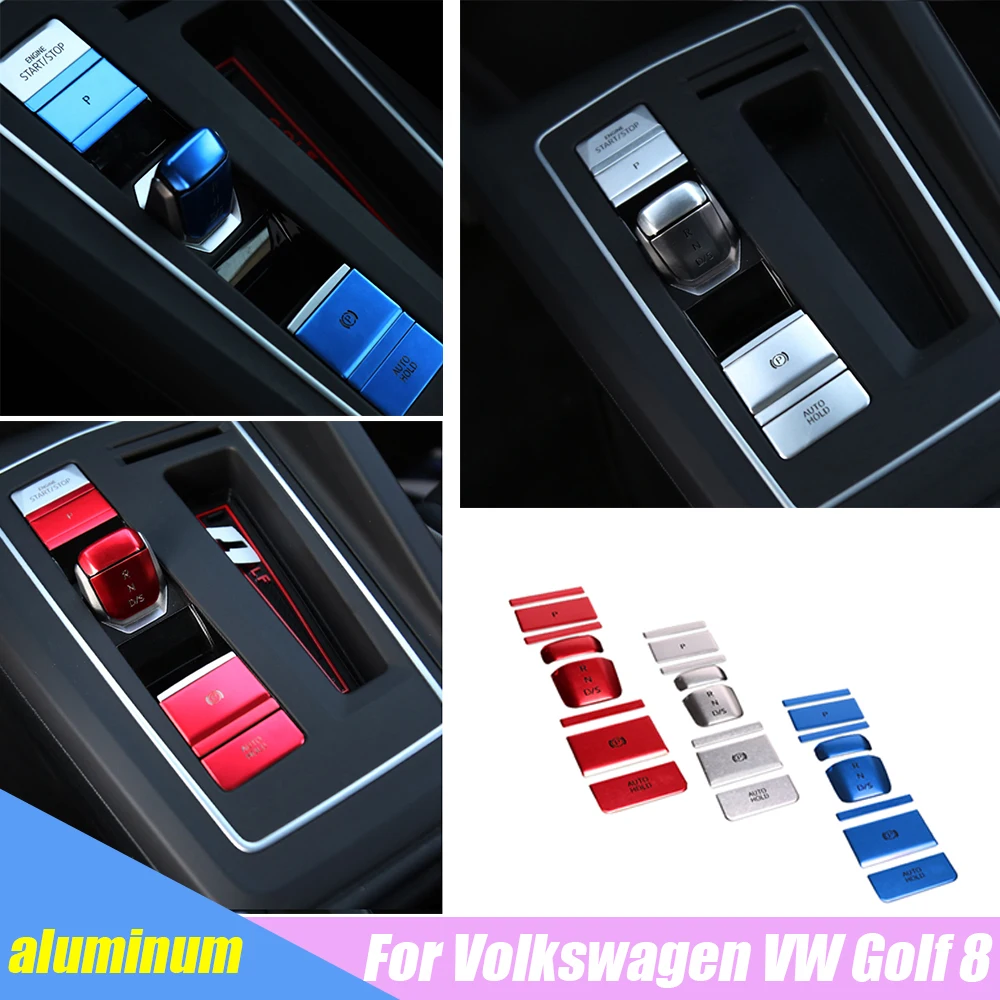 

For Volkswagen VW Golf 8 MK8 2020 2021 accessories Aluminum Car Central Handbrake Auto Hold Button P Switch Gear Head Decorate