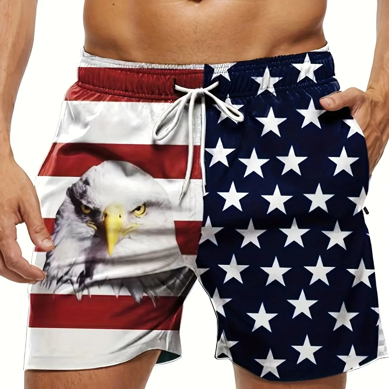 American Flag Print Swimwear Shorts Summer Men's Beach Shorts Breathable Short Quick Dry Sport Shorts Joggering Men Short Pant 5