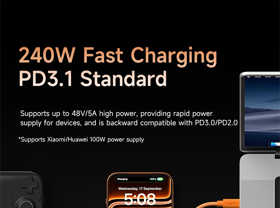 Hagibis USB-C to USB-C Wedge Cable PD 3.1 (240W)