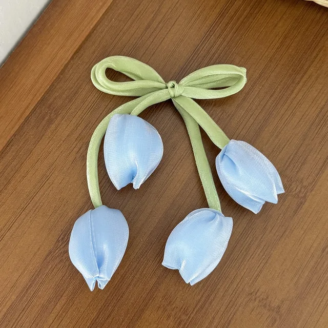 Beautiful Chiffon Tulip Hair Clips for Girls Light Pink Elegant Floral Hair Clips New Product Headwear