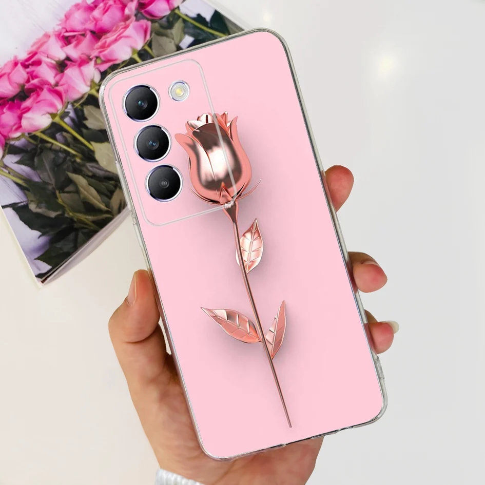 Elegant Flower Transparent Silicone Soft Back Cover