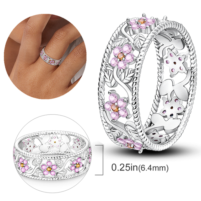 New Silver 925 Ring Stackable Infinite Heart Daisy Flower for Women Original Silver 925 Rings Brand Jewelry Gift