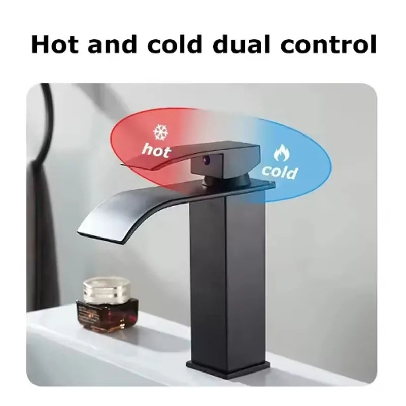 Bathroom Home Waterfall Wash Basin Stainless Steel High And Low Faucet  Hot And Cold Toilet Wash Basin Faucet