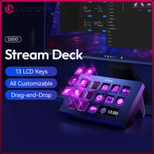 Ulanzi D200 스트림 데크 키보드 13개의 LCD 키 게임용으로 모두 사용자 정의 가능 Boardcast 라이브 스트리밍 Office 콘텐츠 제작 YouTube