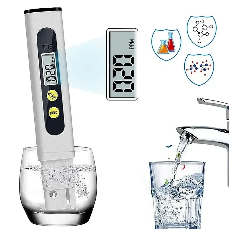 

TDS Meter Digital Water Tester 0-9990ppm Drinking Water Quality Analyzer Monitor Filter Rapid Test Aquarium Hydroponics Pools