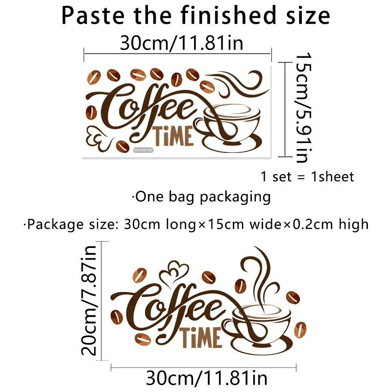 Simple English Slogan Coffee Time Wall Sticker,Cafe Living Room Water Bar Home Decor Coffee Wall Sticker Self-adhesive